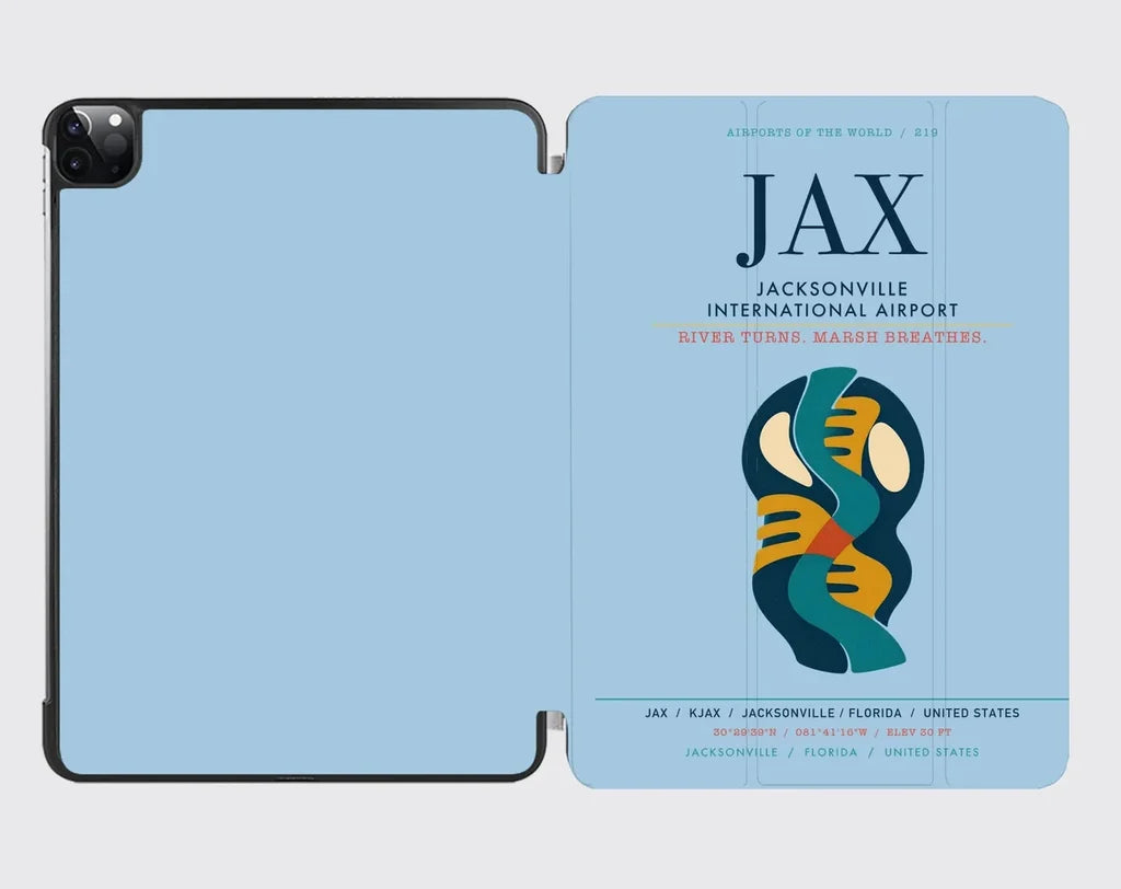 Jacksonville International Airport (JAX) design on light blue ipad tablet case