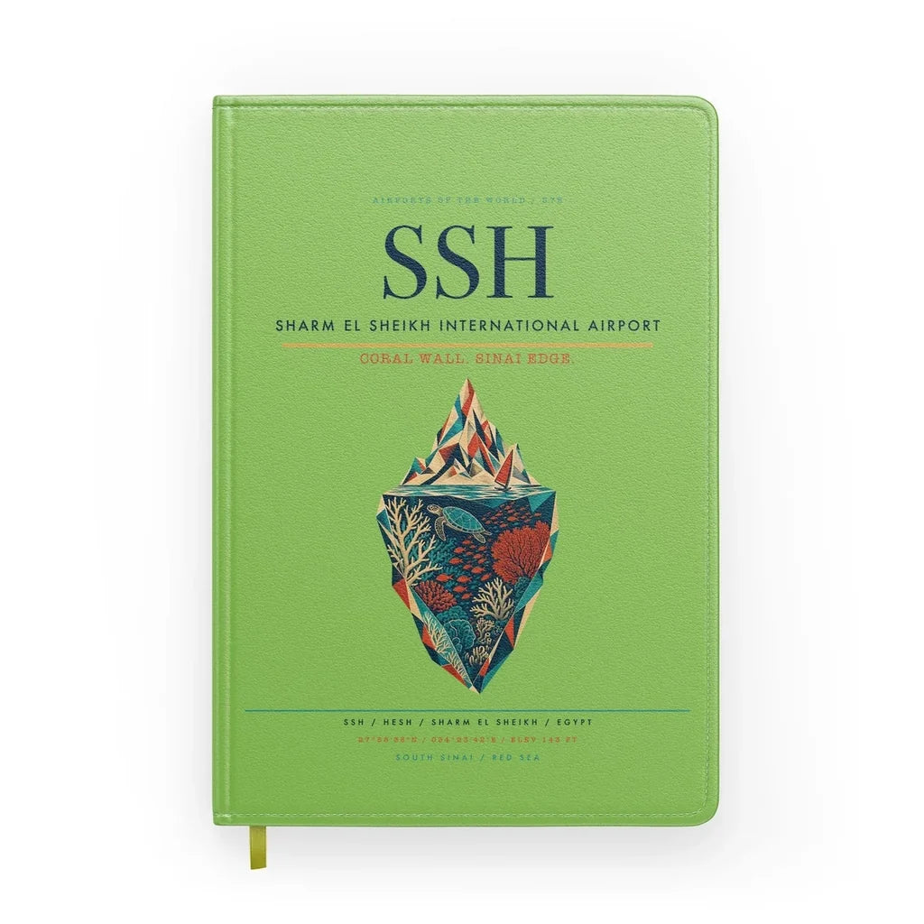 Sharm El Sheikh International Airport (SSH) design on light green notebook