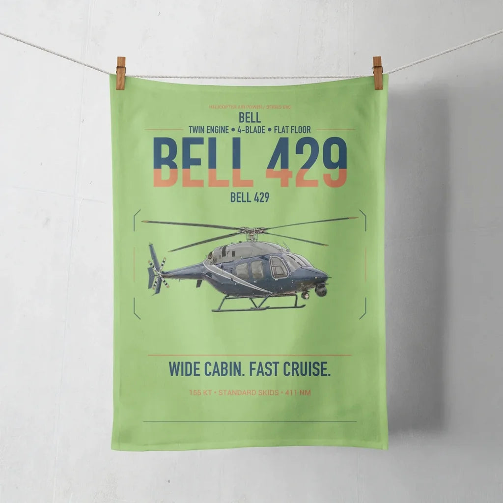 Bell 429 design on light green towel