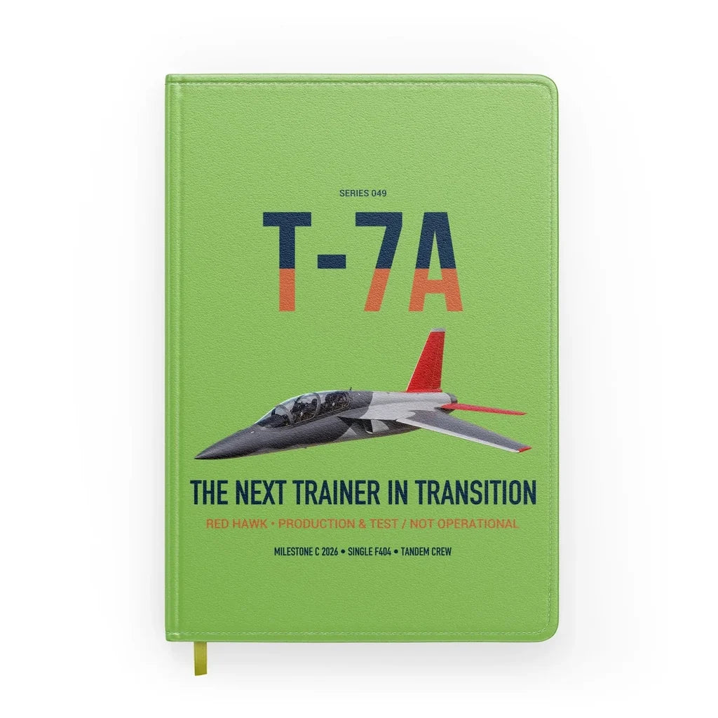 T-7A Red Hawk design on light green notebook