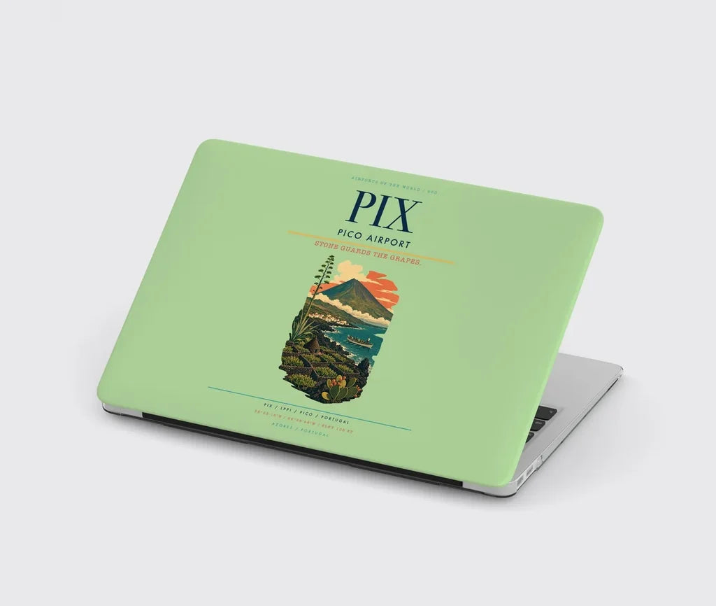 Pico Airport (PIX) design on light green MacBook case