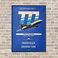 Thumbnail for Boeing 777-200ER vertical canvas print - framed - blue background