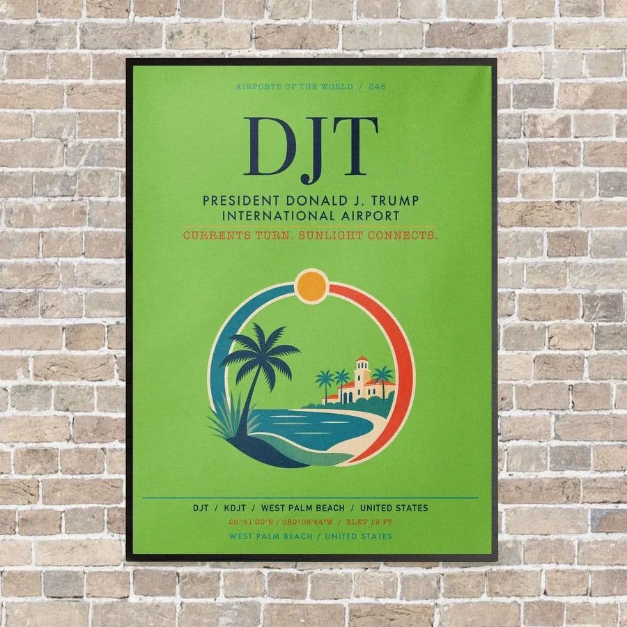 President Donald J. Trump International Airport DJT - Canvas Framed - Light Green