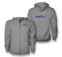 Thumbnail for Indigo Airlines logo on gray zipped hoodie