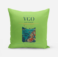 Thumbnail for Vigo Airport (VGO) design on light green pillow