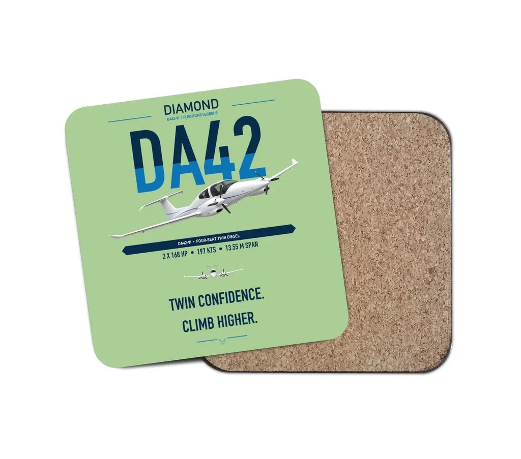 Diamond DA42-VI design on light green 1 piece coaster