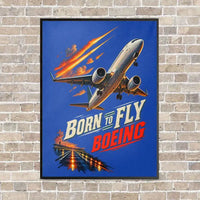 Thumbnail for Born To Fly Boeing vertical canvas print - framed - blue background