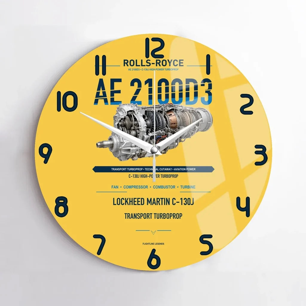 AE 2100D3 design on yellow no frame wall clock