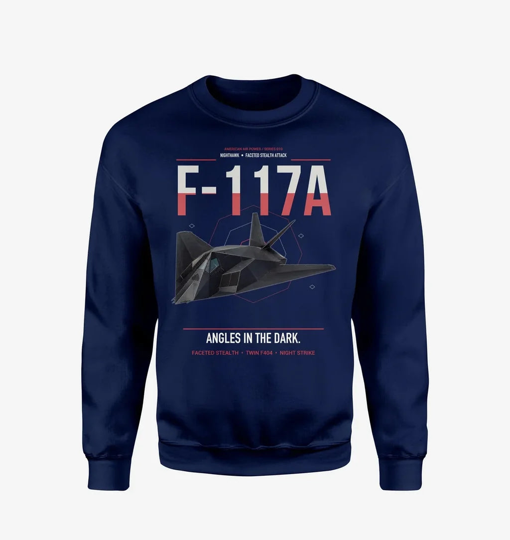 F-117A Nighthawk design on navy blue sweatshirt