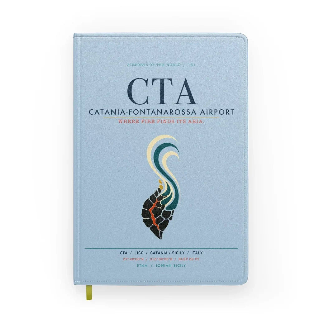 Catania-Fontanarossa Airport (CTA) design on light blue notebook