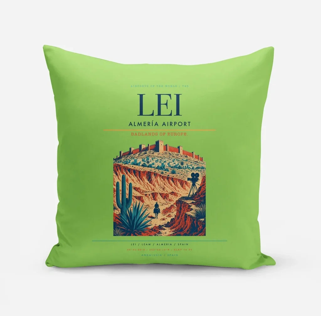 Almería Airport (LEI) design on light green pillow