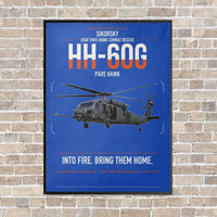 Thumbnail for Sikorsky HH-60G Pave Hawk vertical canvas print - framed - blue background