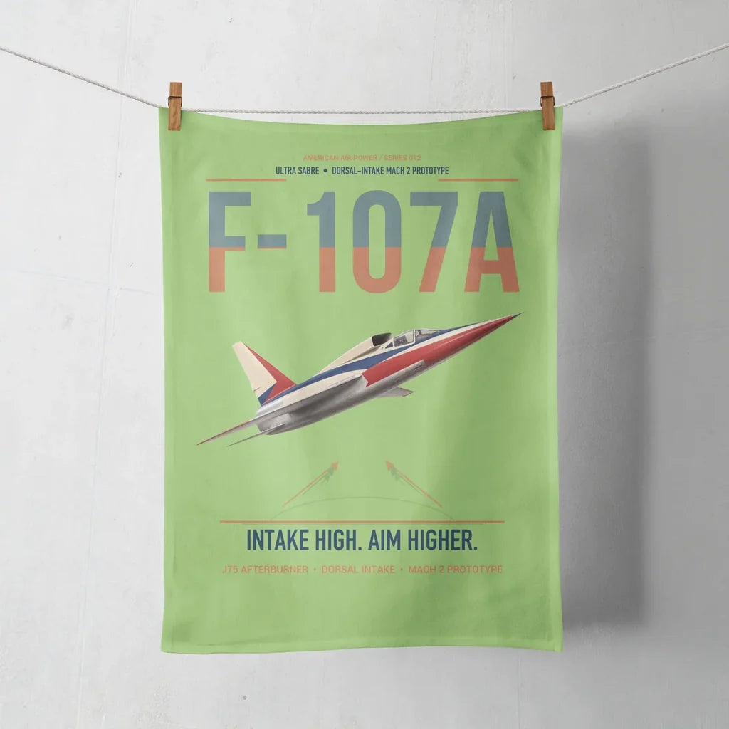 F-107A Ultra Sabre design on light green towel