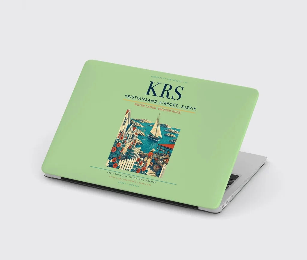 Kristiansand Airport, Kjevik (KRS) design on light green MacBook case