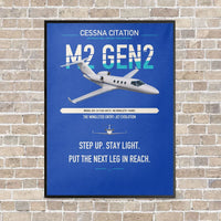 Thumbnail for Cessna Citation M2 Gen2 vertical canvas print - framed - blue background