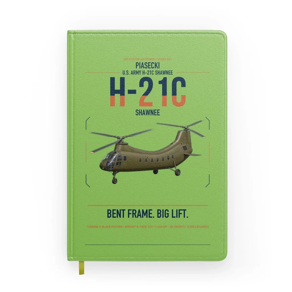 Piasecki H-21C Shawnee design on light green notebook