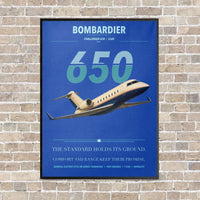 Thumbnail for Bombardier Challenger 650 vertical canvas print - framed - blue background