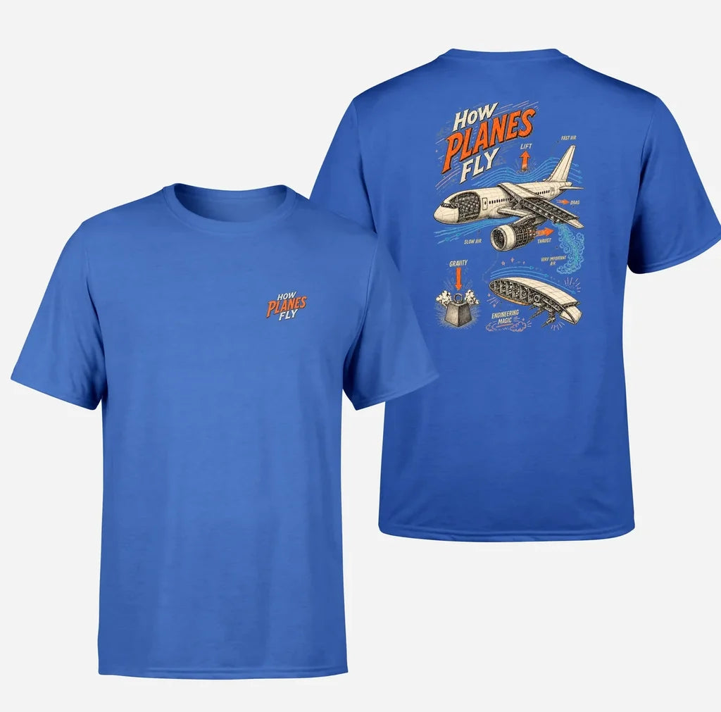 SIGNAL 616 - How Planes Fly V2 - Double-Side T-Shirt design on blue double side t shirt