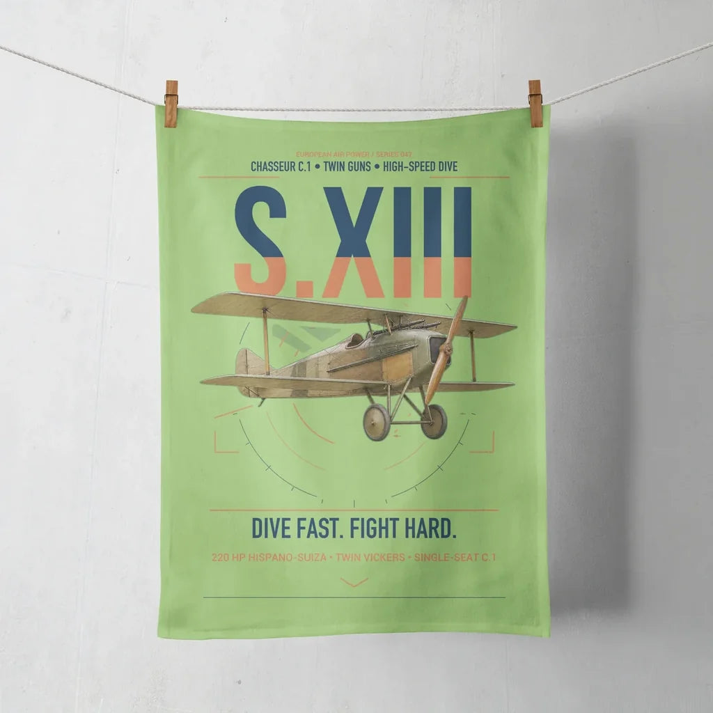 SPAD S.XIII C.1 design on light green towel