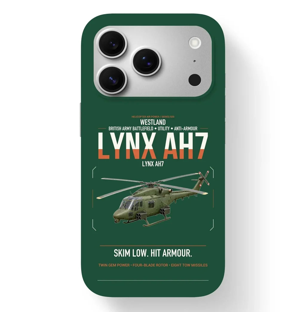 Westland Lynx AH7 design on dark green magsafe iphone case, for iPhone 17 Pro
