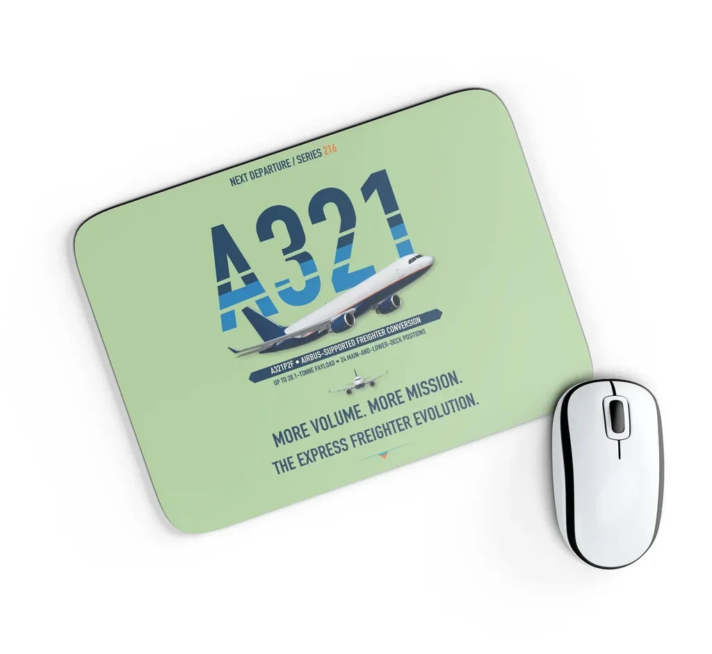 Airbus A321P2F design on light green rectangle mouse pad