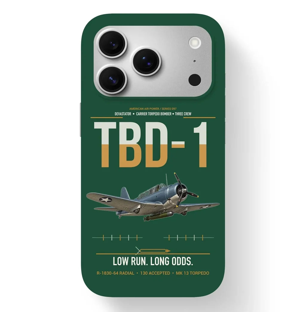 TBD-1 Devastator design on dark green magsafe iphone case, for iPhone 17 Pro