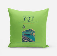Thumbnail for Thunder Bay International Airport (YQT) design on light green pillow