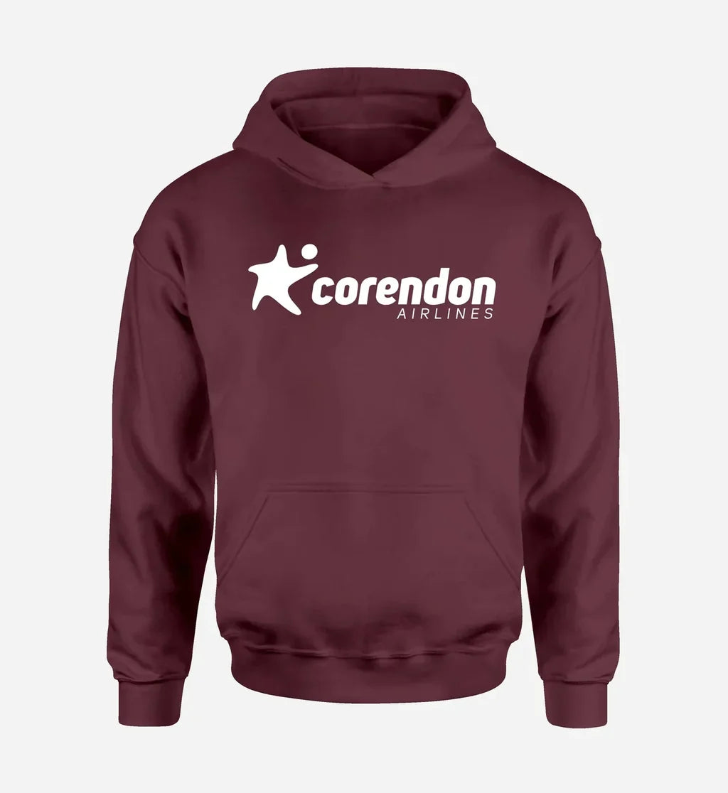 Corendon Airlines logo printed on dark red hoodie