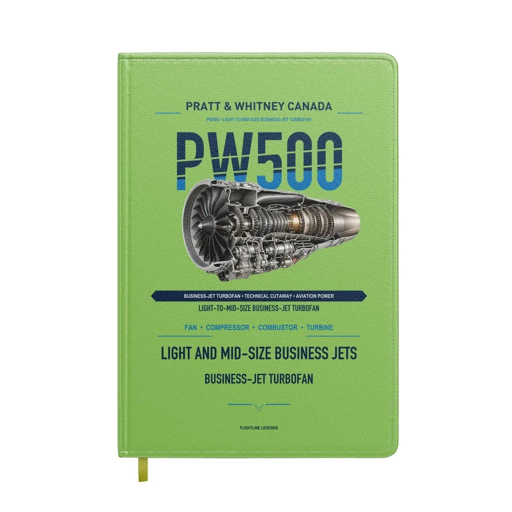 PW500 design on light green notebook