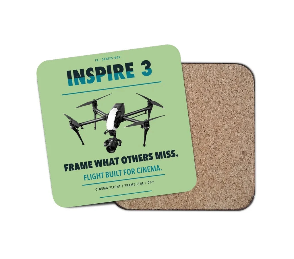 DJI Inspire 3 design on light green 1 piece coaster