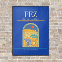 Thumbnail for Fes - Saiss Airport FEZ vertical canvas print - framed - blue background