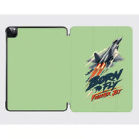 Thumbnail for Born To Fly Fighter Jet design on light green ipad tablet case