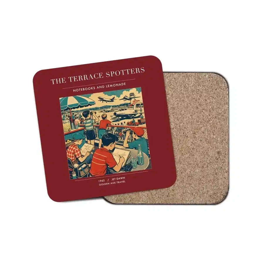 The Terrace Spotters - Designed Coasters design on dark red 1-piece