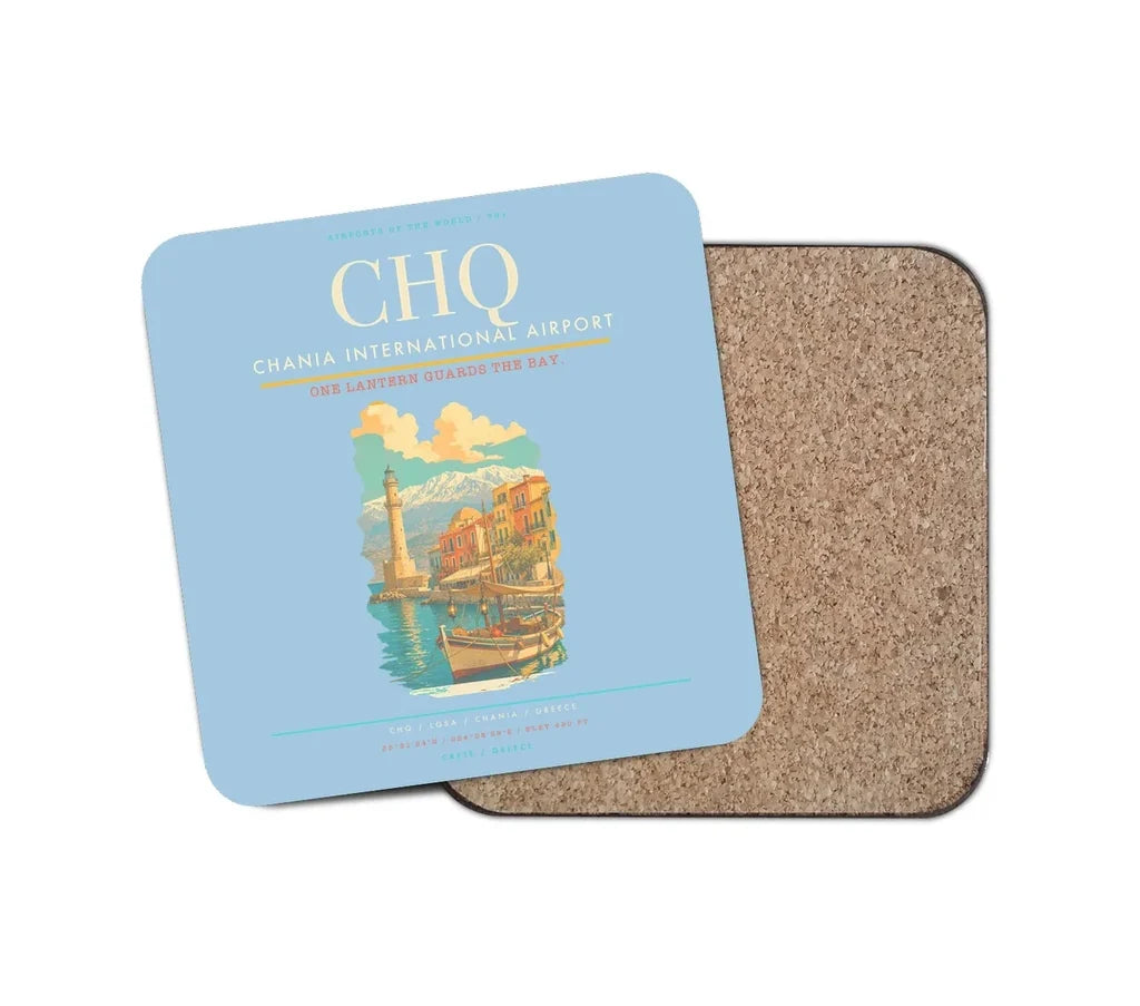 Chania International Airport CHQ Coaster 1-Piece - Light Blue