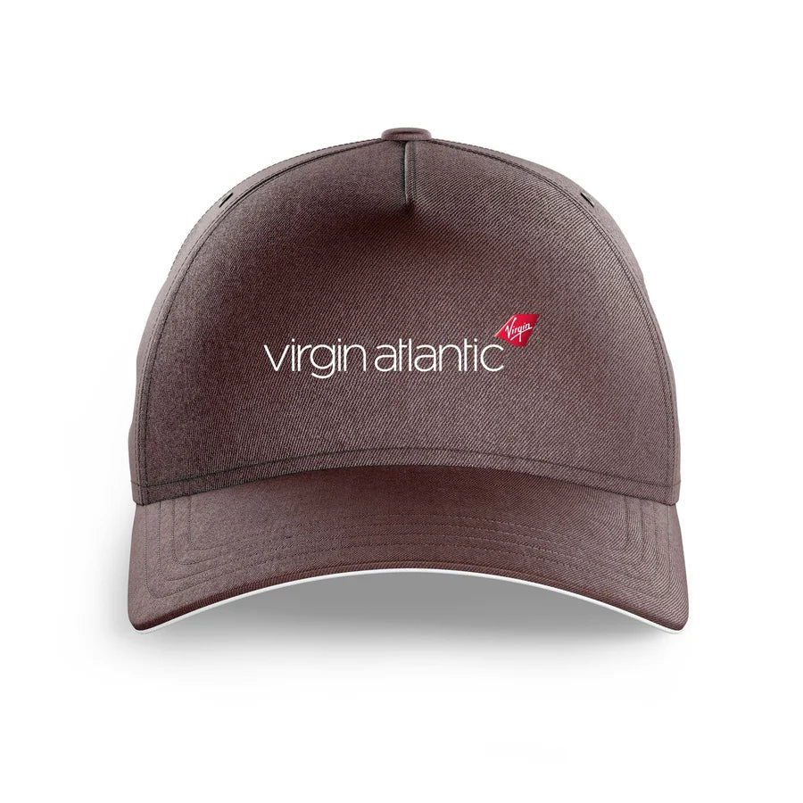 Virgin Atlantic Airlines logo printed on brown cap