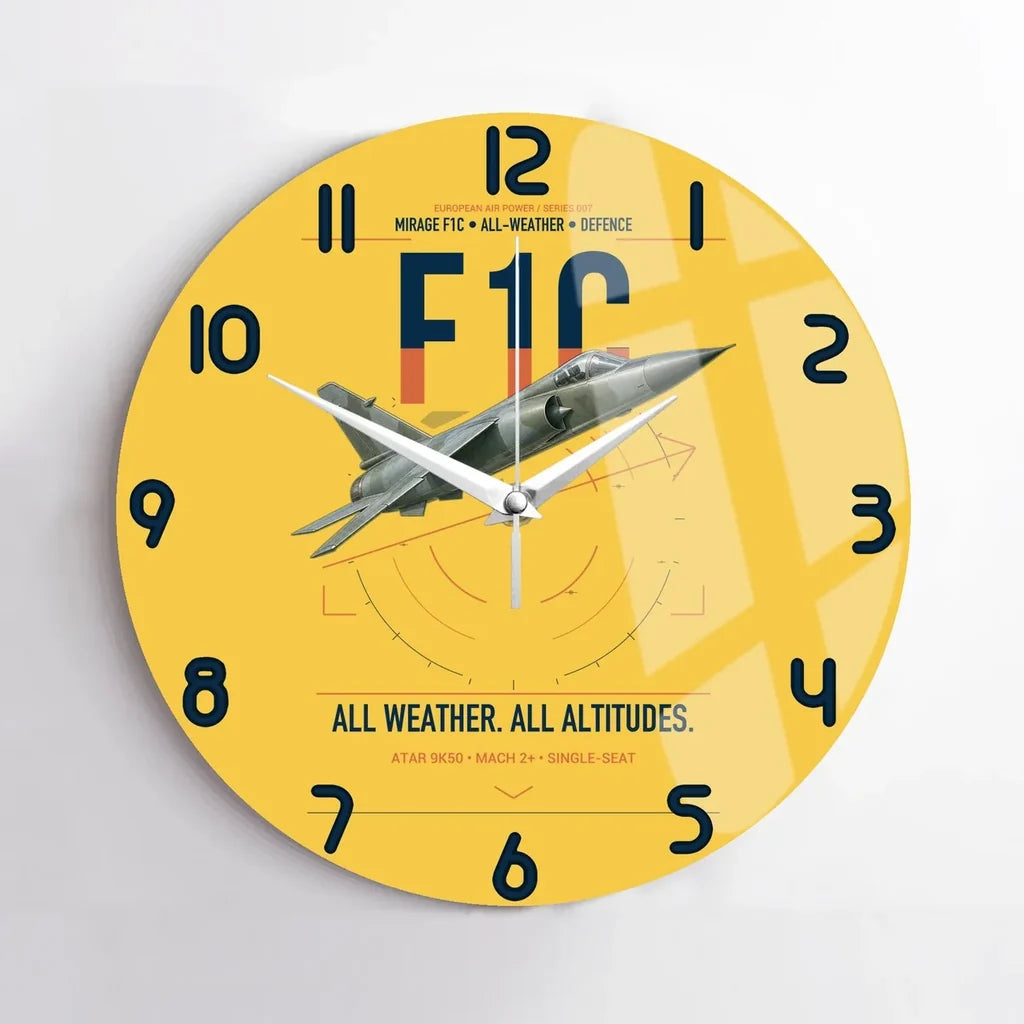 Dassault Mirage F1C design on yellow no frame wall clock