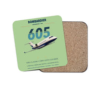 Thumbnail for Bombardier Challenger 605 design on light green 1 piece coaster