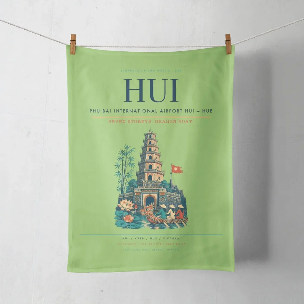 Phu Bai International Airport (HUI) design on light green towel