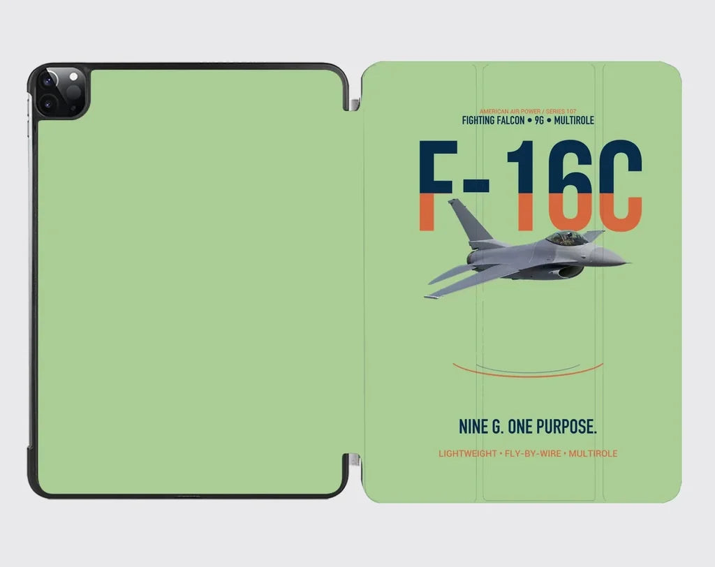 F-16C Fighting Falcon Nine G One Purpose design on light green ipad tablet case