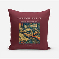 Thumbnail for VINTAGE G4014 - The Propeller Shop - Designed Pillows design on darkred