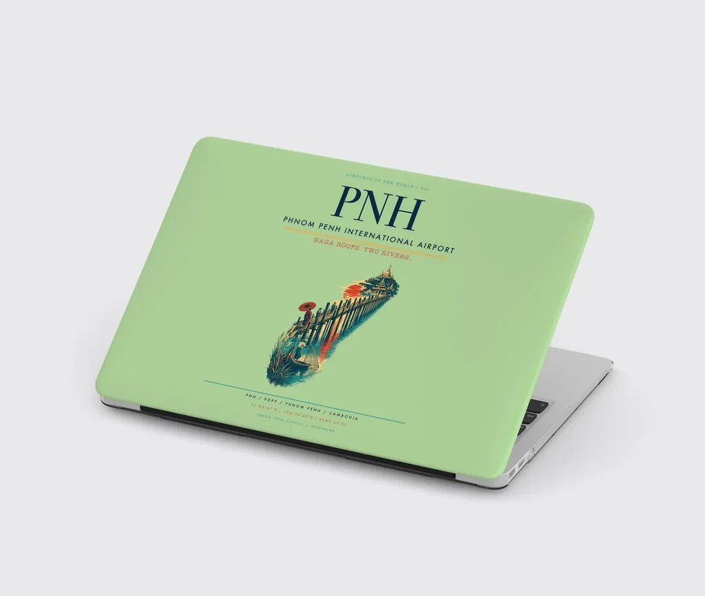 Phnom Penh International Airport (PNH) design on light green MacBook case