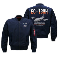 Thumbnail for EC-130H Compass Call design on blue bomber jacket, double-side print
