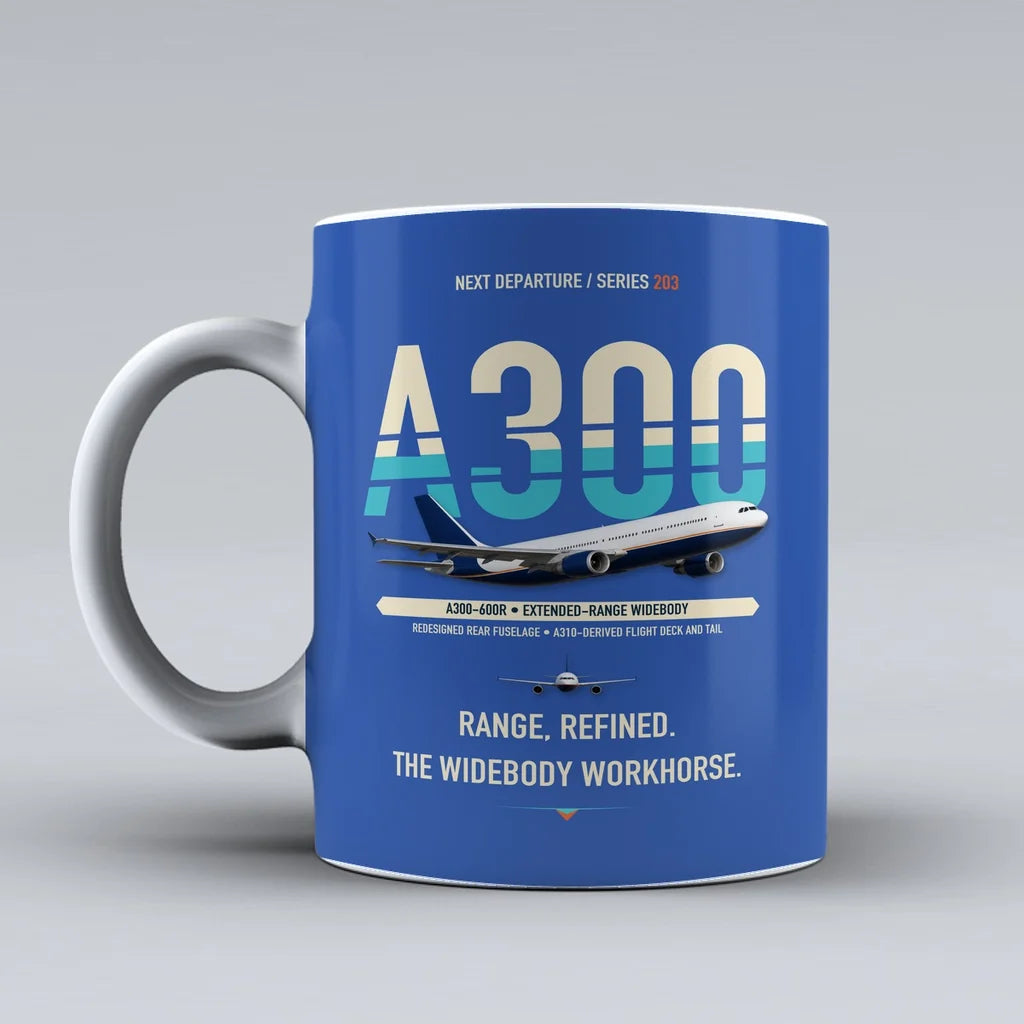 A300-600R Mug design on blue airbus