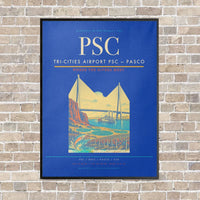 Thumbnail for Tri-Cities Airport PSC — Pasco vertical canvas print - framed - blue background