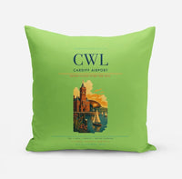 Thumbnail for Cardiff Airport (CWL) design on light green pillow