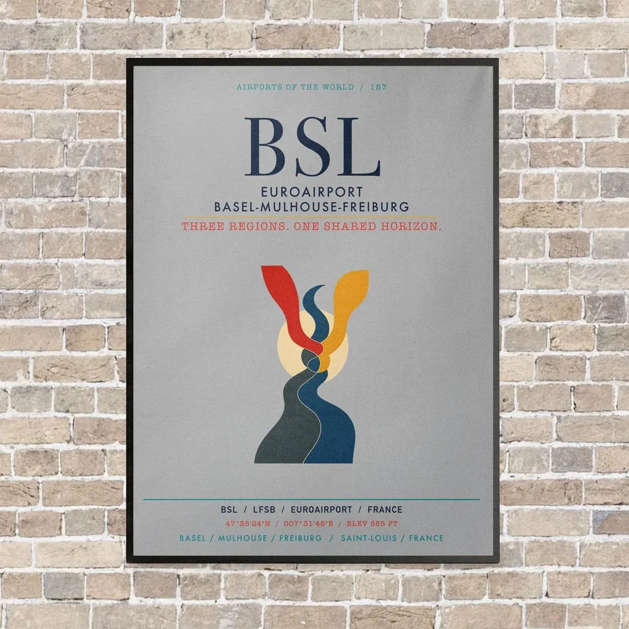 EuroAirport Basel-Mulhouse-Freiburg BSL vertical canvas print - framed - light gray background