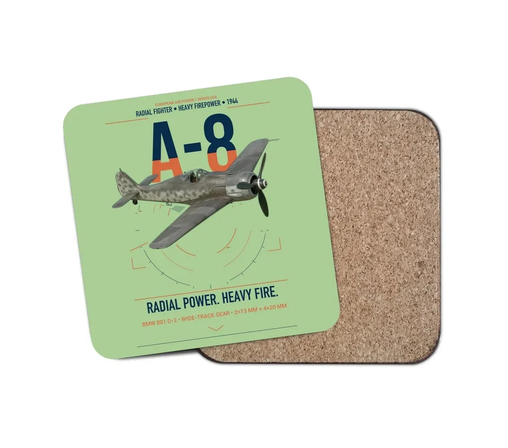 Focke-Wulf Fw 190A-8 design on light green 1 piece coaster