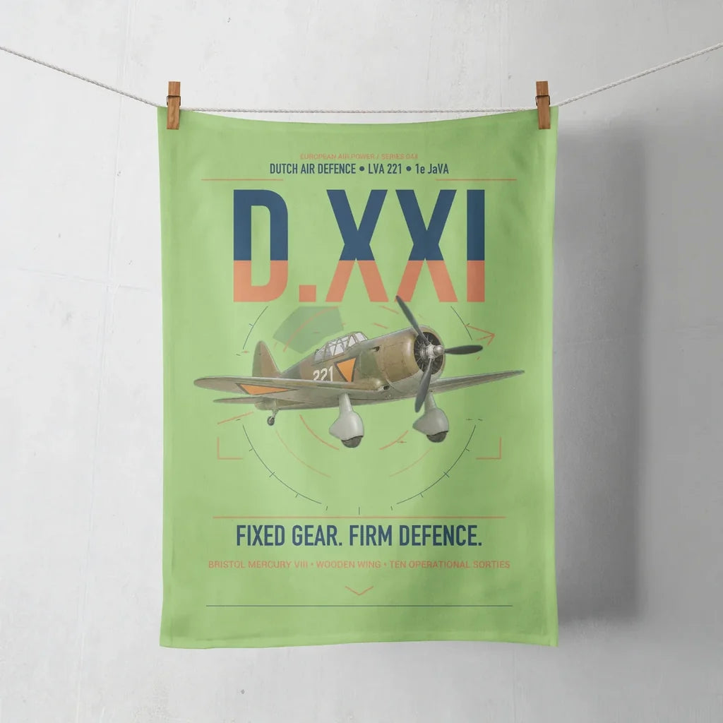 Fokker D.XXI — Dutch LVA aircraft 221 design on light green towel