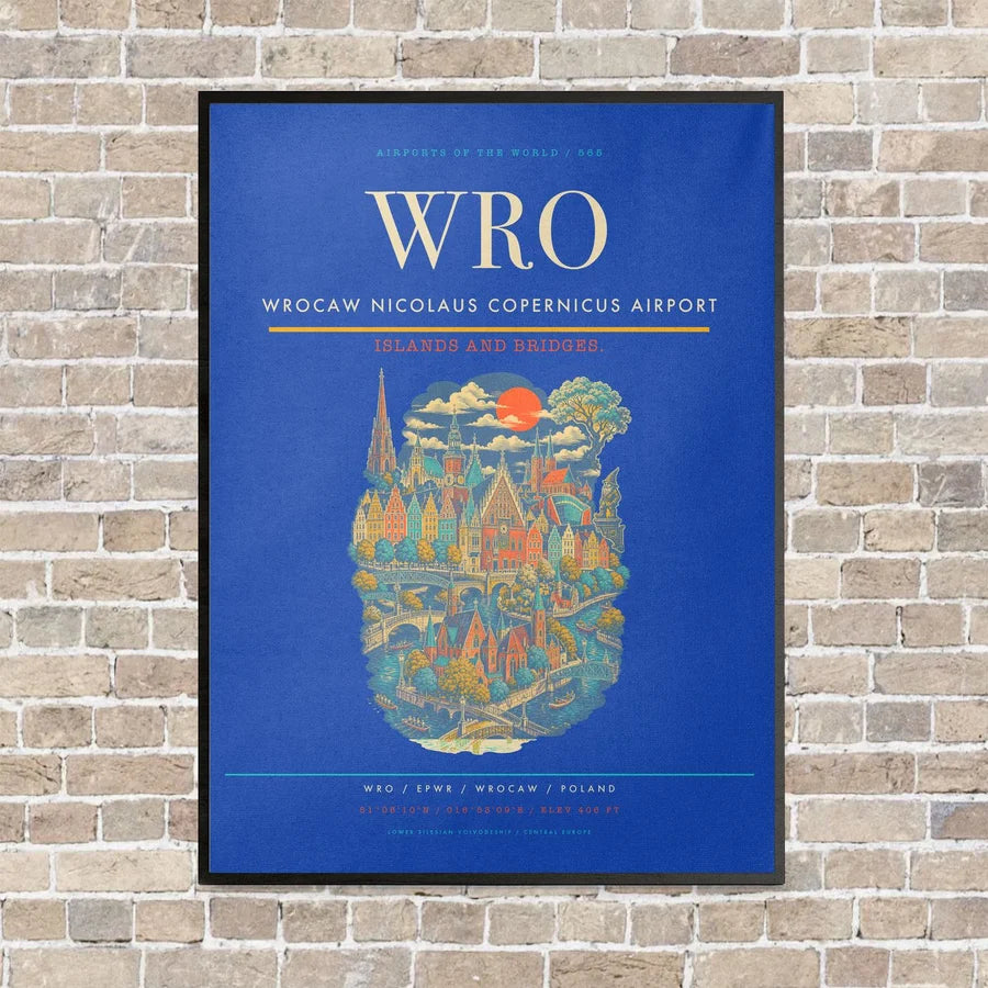 Wrocaw Nicolaus Copernicus Airport WRO - Canvas Framed - Blue