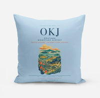 Thumbnail for Okayama Momotaro Airport (OKJ) design on light blue pillow